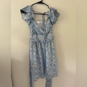 Altar'd State Blue and White Sundress with Sweetheart Neckline